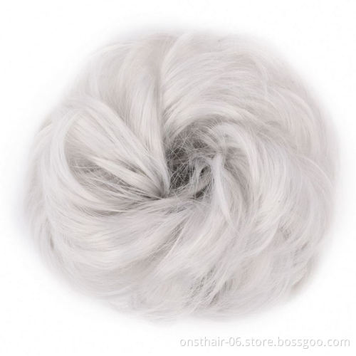 MYZYR Curly Chignon Heat Resistant Synthetic Hair Elastic Hairpiece Curly Bun Hair Extension Blond Natural Mix Gray 10-30days